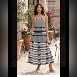 Grace+karma Chic Black and White Striped Maxi Dress